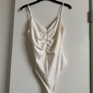 H&M Cream Ruched Bodysuit